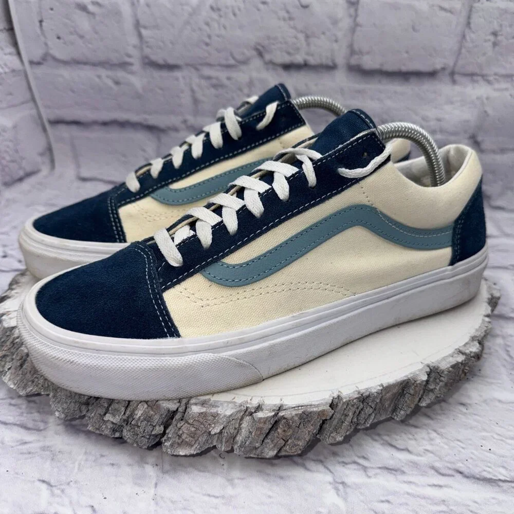 Vans OG Style 36 Blue Beige Men 9.5 Women 11 Skate Shoes Sneakers Retro - Picture 1 of 11